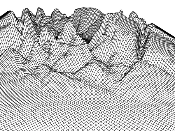 Abstrakte Landschaft Hintergrund. 3D Terrain Raster auf weiß. — Stockvektor