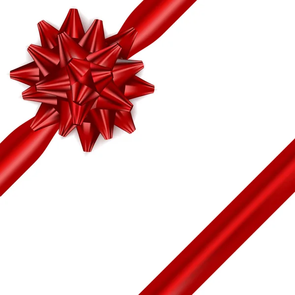 Красный лук с лентами на подарок изолированы . — стоковый вектор