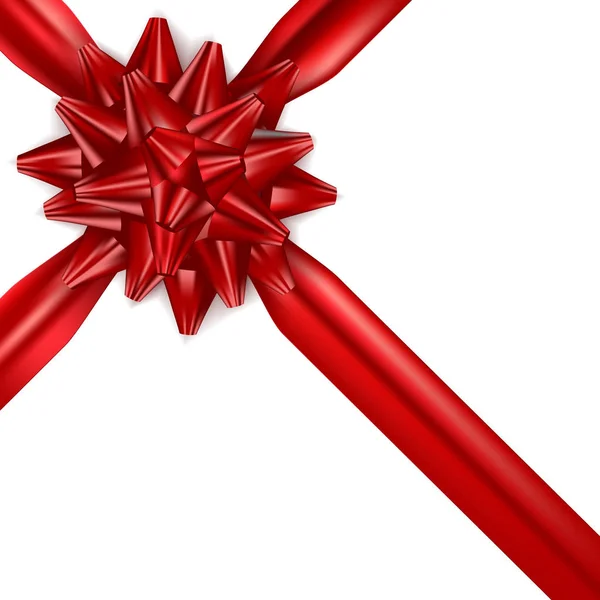 Красный лук с лентами на белый подарок изолированы . — стоковый вектор
