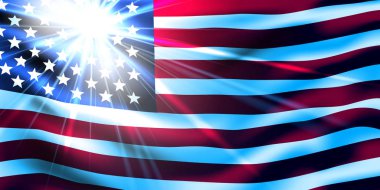 Güneş ışığı ile Amerikan bayrağı.