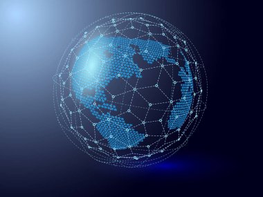 Küresel meshwork bağlantıları. Dünya kafes noktası ve satırlarından 