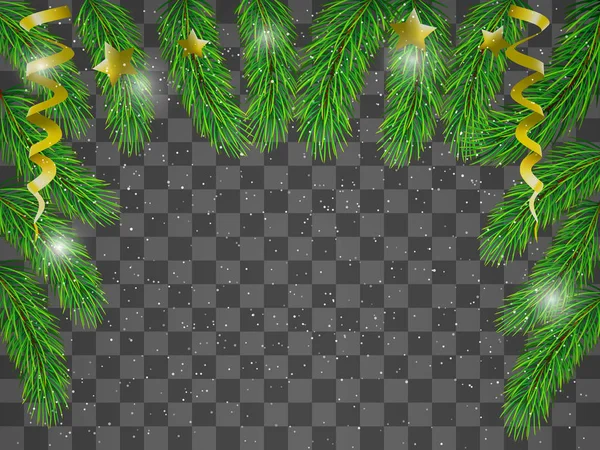 Weihnachtsbaumzweige auf transparentem Hintergrund. — Stockvektor