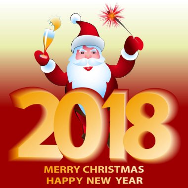 Noel Baba ile veri 2018 gülüyor. Mutlu Noeller ve mutlu 