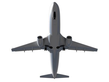 Beyaz arka plan üzerinde uçan 3d uçak.