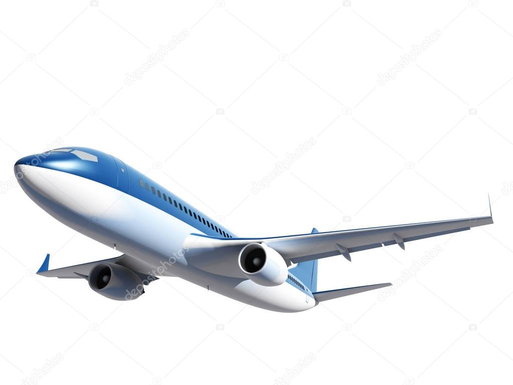 3d render of airplane in flying isolated.