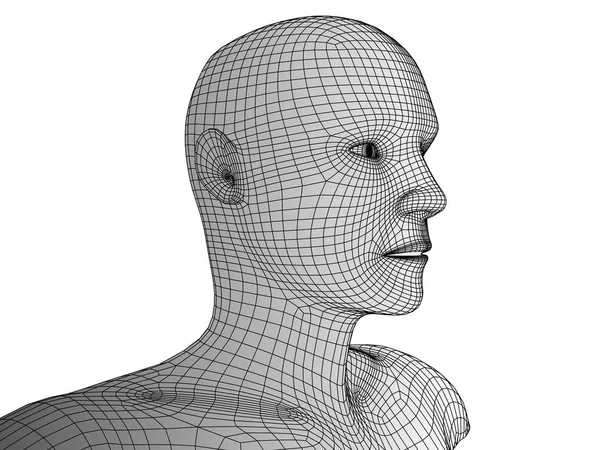 İnsan kafası beyaz 3d tel kafes vektör. — Stok Vektör