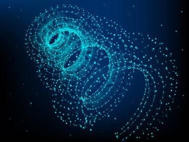 Helix öğeyle bağlantılı çizgiler ve noktalar. Büyük veri.