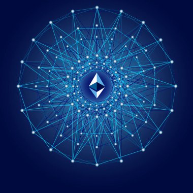 Net çizgi ve nokta Internet para ile Ethereum. Kripto para birimi s