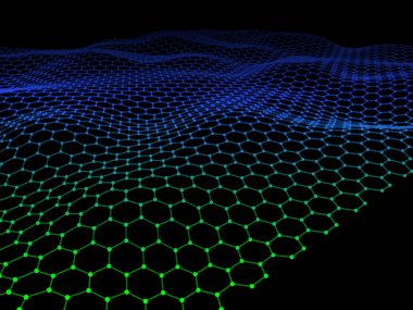 Siyah arka plan üzerine altıgen gürültüden soyut. Teknoloji konsantrasyon