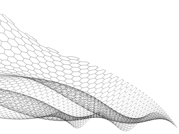 Анотація з поверхні шестикутника на білому тлі. Технологія співпраці — стоковий вектор