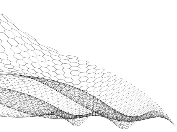 Resumen de la superficie del hexágono sobre fondo blanco. Tecnología co — Archivo Imágenes Vectoriales
