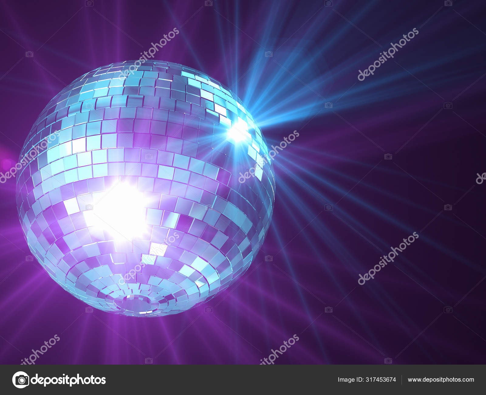 Render Illustration Disco Ball Color Rays Night Party Stock Photo by