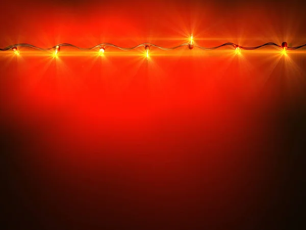 3D καθιστούν εικονογράφηση Χριστουγεννιάτικα φώτα σε κόκκινο φόντο. Λάμψε. — Φωτογραφία Αρχείου