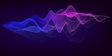 Müzik 3d dalga dengeleyici soyut arkaplan. Izgara renk dalga biçimi