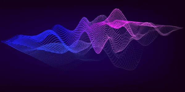 Music 3d wave equalizer abstract background. Grid color waveform — Stock Vector