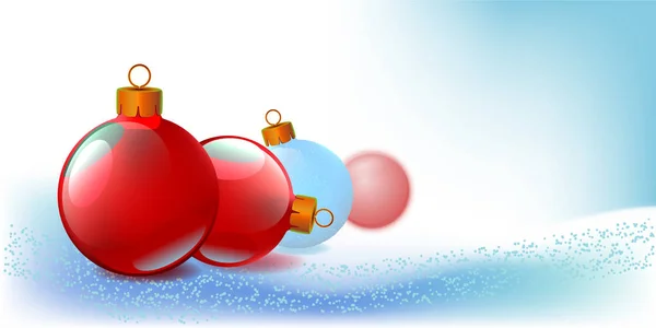 Fondo Año Nuevo Con Bolas Navidad Nieve Ilustración Vectorial — Vector de stock
