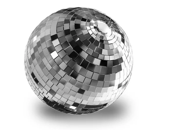 Render 3d ilustración de bola disco de plata aislado en ba blanca —  Fotos de Stock