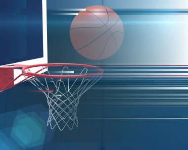 Basketbol arka tahtası ve top f ile soyut spor arka planı