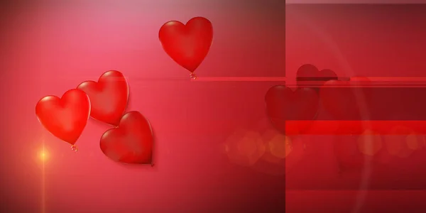 Día de San Valentín. Fondo rojo abstracto con globos cardíacos fo — Foto de Stock