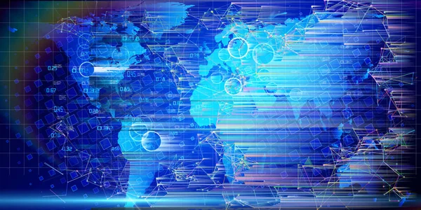 Globales Internet-Kommunikationskonzept. Technologie Weltkarte. abs — Stockfoto