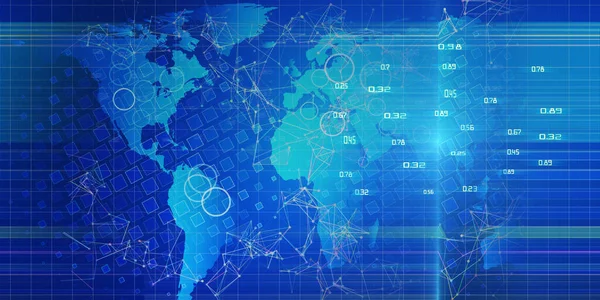 Technologie wereldkaart. Abstract wereldwijde netwerk achtergrond. Dwergvinvis — Stockfoto