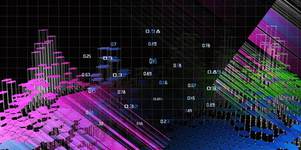 Ilustrace Abstraktní Šestiúhelníková Forma Datové Analýzy Informační Technologie Velká Data — Stock fotografie