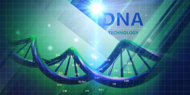 Soyut biyoloji geçmişi. İlerici biyoloji teknolojisi. Bilim konsepti. Yapı DNA molekülü. 3d illüstrasyon.