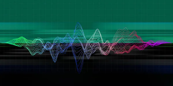 音楽の抽象的な波の背景 サウンドカラーラインのコンセプト 勾配線の音と音楽の波とイコライザー 音波カラーコンセプト — ストック写真