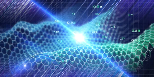 Illustratie Abstracte Hexagon Algoritme Golf Analyse Futuristisch Zeshoekig Raster Lijnen — Stockfoto