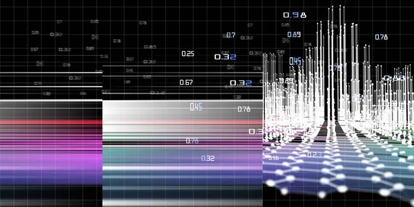 Ilustración Visualización Datos Analíticos Infografía Tecnológica Forma Líneas Representación Analítica — Foto de Stock