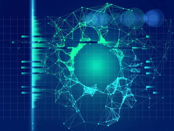 Geometrische Kreisstruktur Mit Linien Und Punkten Auf Blauem Hintergrund Blaue — Stockfoto