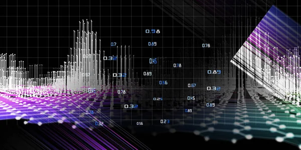 Ilustração Visualização Dados Analíticos Infográficos Tecnologia Forma Linhas Representação Análise — Fotografia de Stock