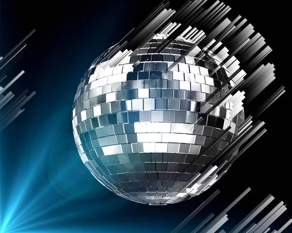 Abstract Illustration Render Disco Ball Blurred Lines Black Background Spot — Stock Photo, Image