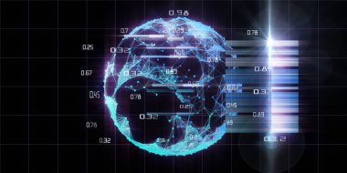 Bulanık çizgiler ve lens efektleriyle soyut bir arkaplan. Teklif verileri. - Evet. Geleceğin iş ve bilim sunum afişi teknolojisi konsepti. Yapay zekanın derinlik araştırması. Al!