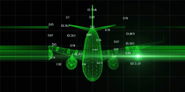 3D şebeke düzlemi ve bulanık çizgileri olan soyut dijital arkaplan. Lens efektli tel çerçeve analitik düzlem konsepti. Seyahat, turizm, ulaşım. Büyük veri.