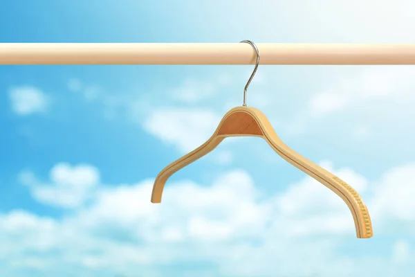 Cloth hanger in row blue sky — Stock Photo, Image