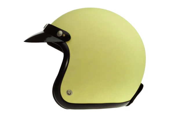 黄色摩托车经典的头盔 — 图库照片