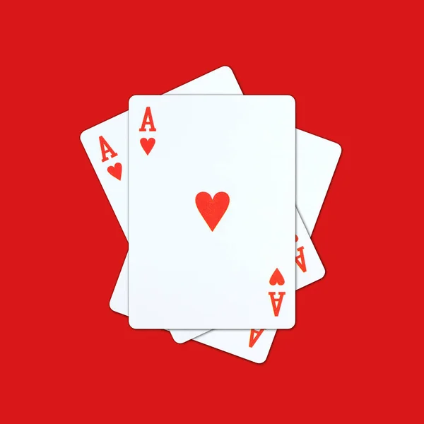 Ace playing cards on red background — Stock Photo, Image