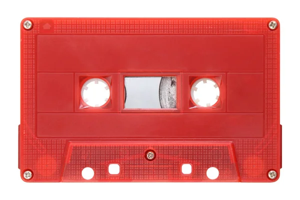 Casete de audio rojo aislado sobre fondo — Foto de Stock