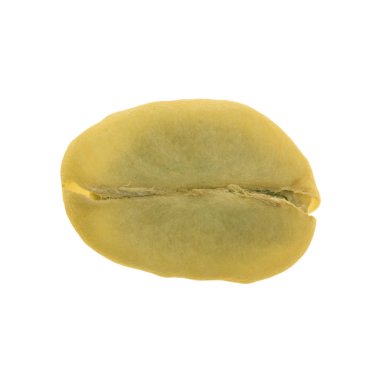 Yeşil yeşil kahve çekirdeği üzerinde beyaz izole