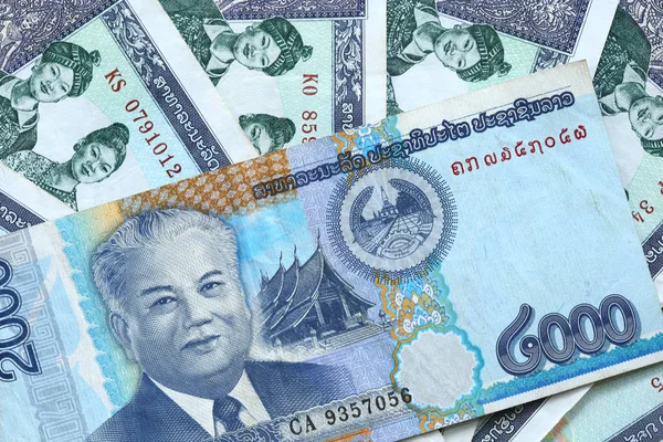 Notas de kip em dinheiro do Laos — Fotografia de Stock