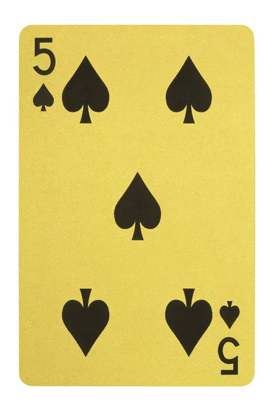 Χρυσή παίζοντας χαρτιά, πέντε από τα μπαστούνια — Φωτογραφία Αρχείου