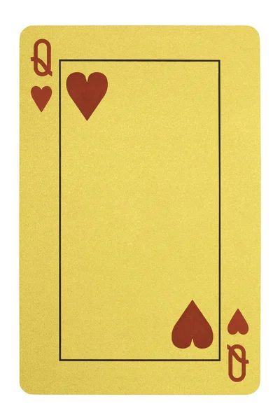 Gyllene spelkort, drottningen av hjärtan — Stockfoto