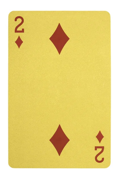 Goldene Spielkarten, zwei davon Diamanten — Stockfoto