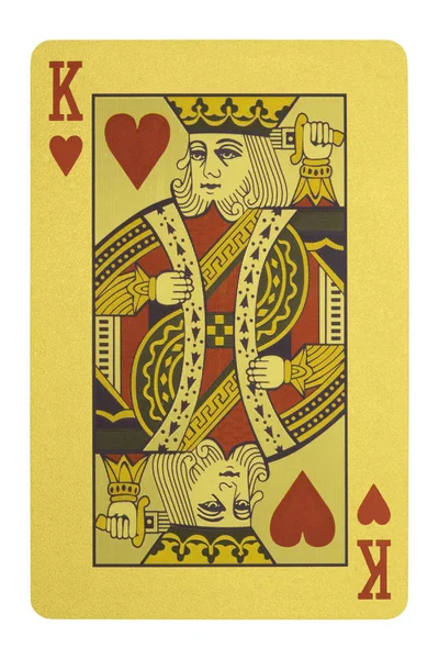Gyllene spelkort, hjärter kung — Stockfoto