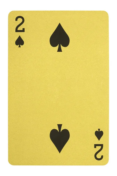 Golden playing cards, Two of spades — Stock Photo, Image