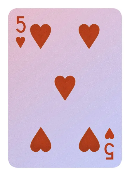 Spelkort, fem av hjärtan — Stockfoto