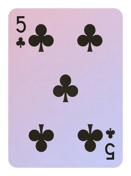 Hrací karty, pět klubů — Stock fotografie