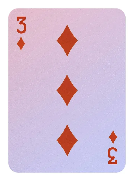Hrací karty, tři diamanty — Stock fotografie