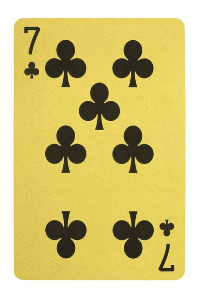 Golden playing cards, Seven of clubs — Stock Photo, Image